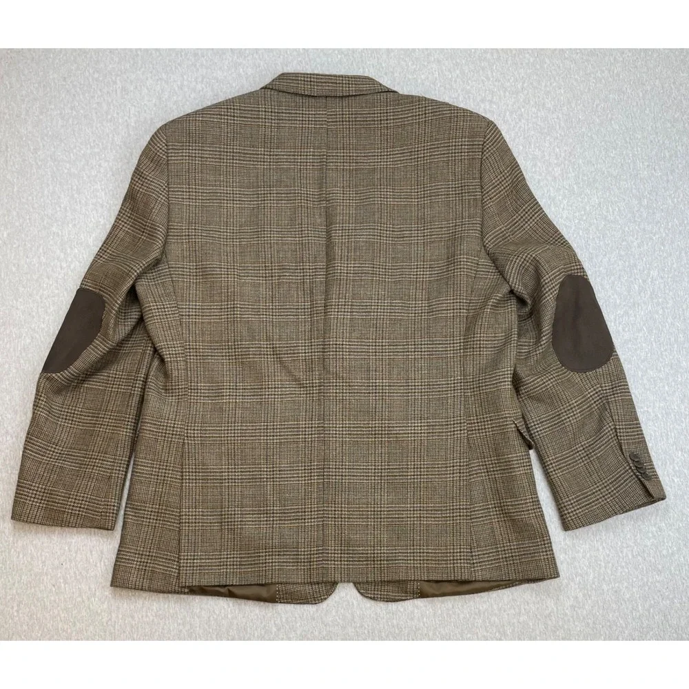Tommy Hilfiger Blazer‎ Mens 46R Plaid 100% Wool 2-Button Single Breast Elbow Pad